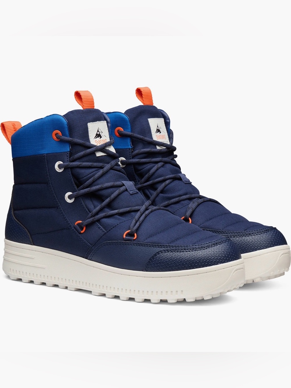 New Swims Navy and Orange High-Top Padded white Lace-Up Runner Boots- 9